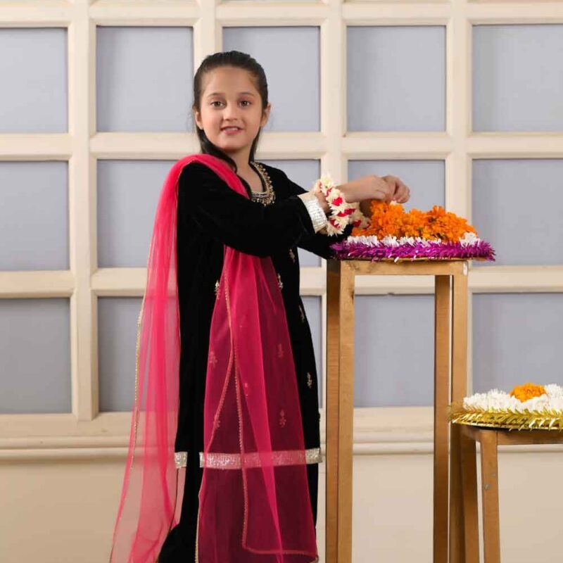 Sharara Set-Heavy Viscose Velvet Emb. & Seq. Fabric - Image 2