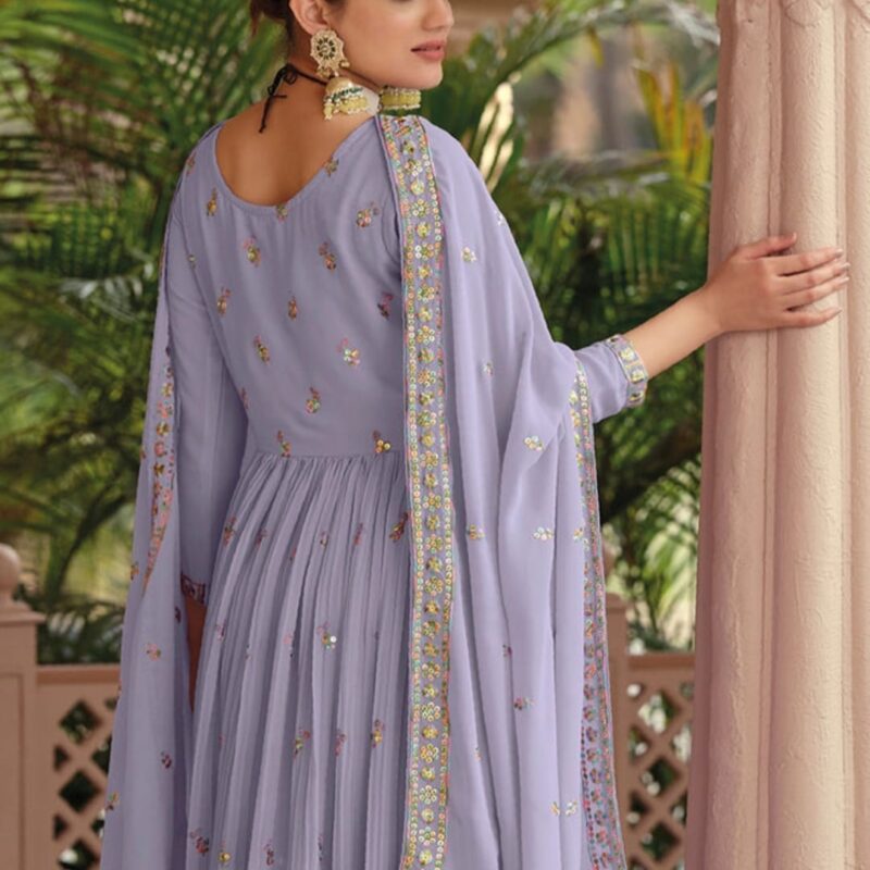 Georgette Embroidered Suit Set with Dupatta - Image 3