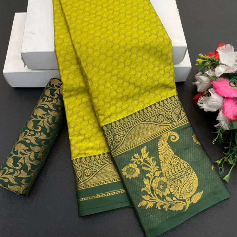 Primeisha Pure Mercerised Cotton Silk Saree - Image 6