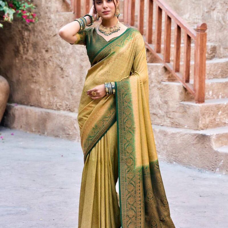 Primeisha Kubera Pattu Silk Saree - Rich Pallu & Brocade Blouse - Image 5