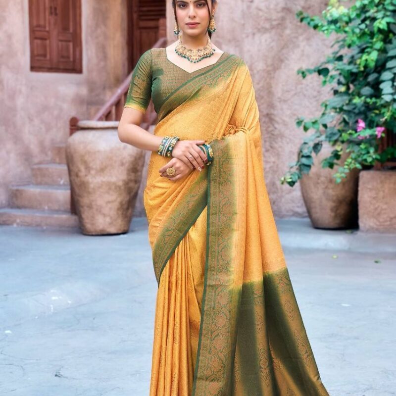 Primeisha Kubera Pattu Silk Saree - Rich Pallu & Brocade Blouse - Image 4