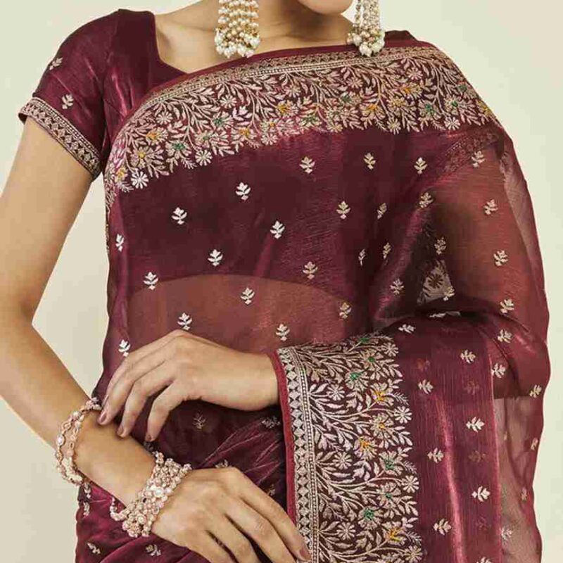 Primeisha Presenting Soft Burberry Silk Saree With Exquisite C-Pallu Work - Image 3