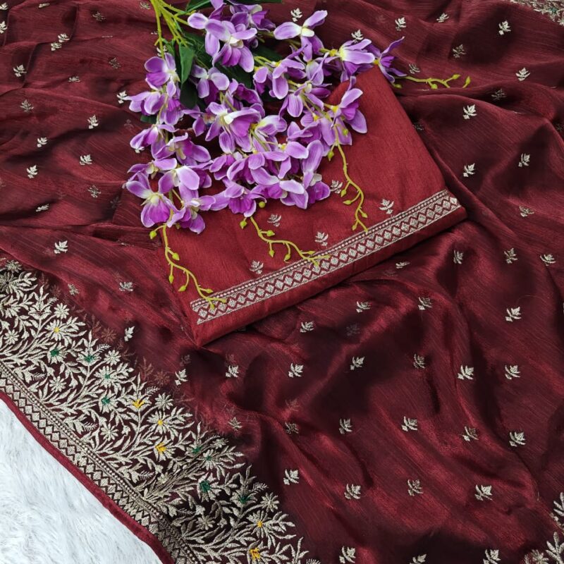 Primeisha Presenting Soft Burberry Silk Saree With Exquisite C-Pallu Work - Image 4