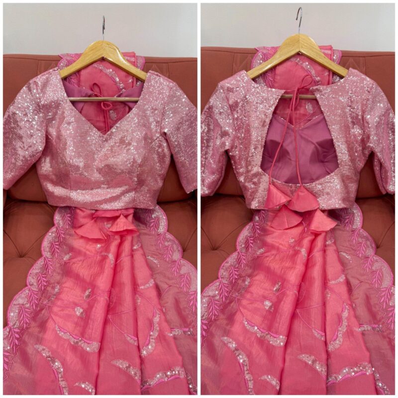 Elegant and Lightweight Semi Gajji Silk Saree with Graceful Printed Design - Image 3