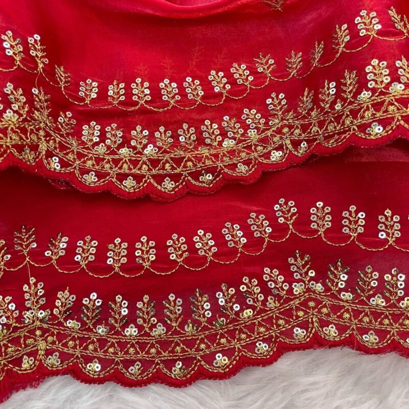 Primeisha Presenting Elegant Jimmy Choo Fabric Designer Saree with 3mm Sequins Embroidery & Matching Cut Work Border - Image 2