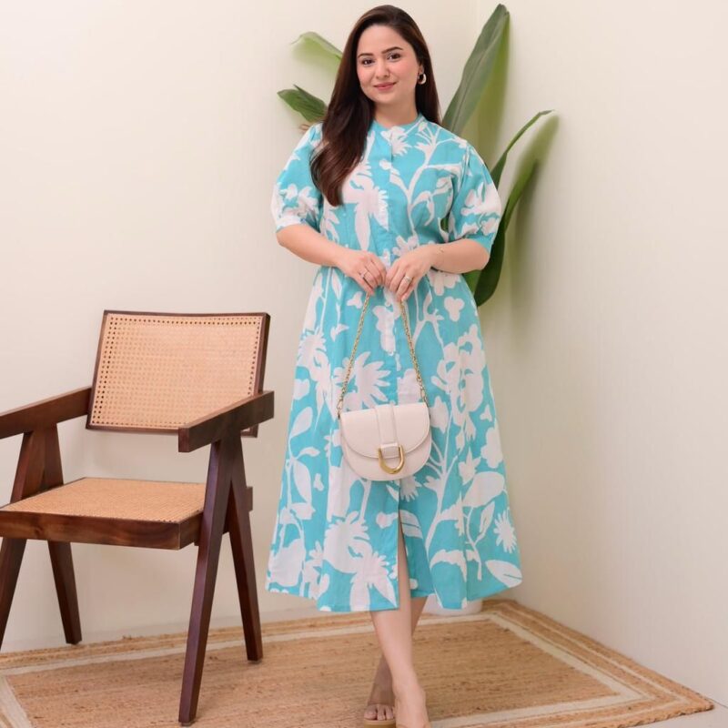 Primeisha Presenting Floral Everyday Wear Pure Cotton Dress with Button Detailing - Image 5