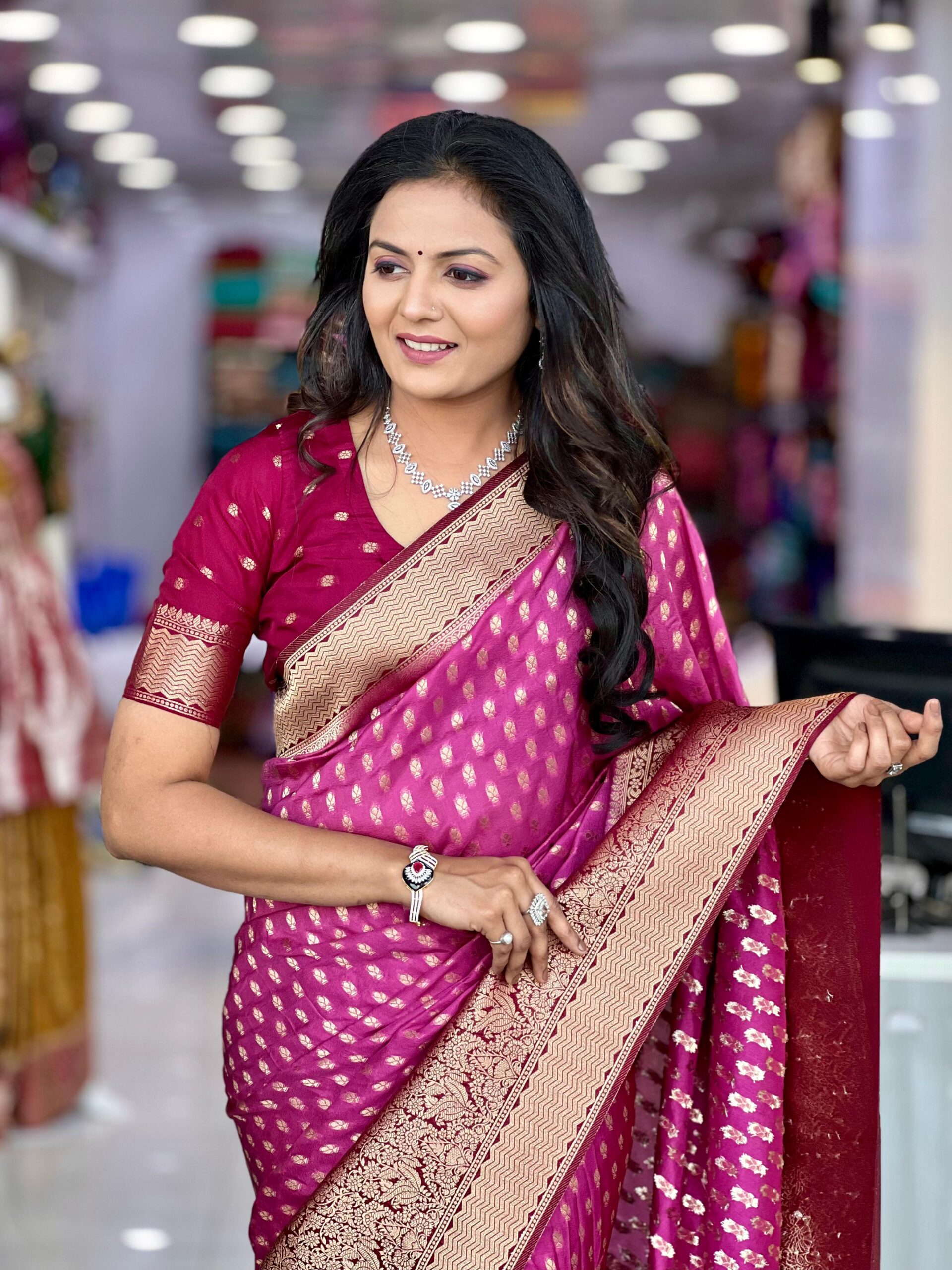 Designer Pure Soft Khadi Georgette Silk Saree with Contrast Weaving Blouse - Image 3