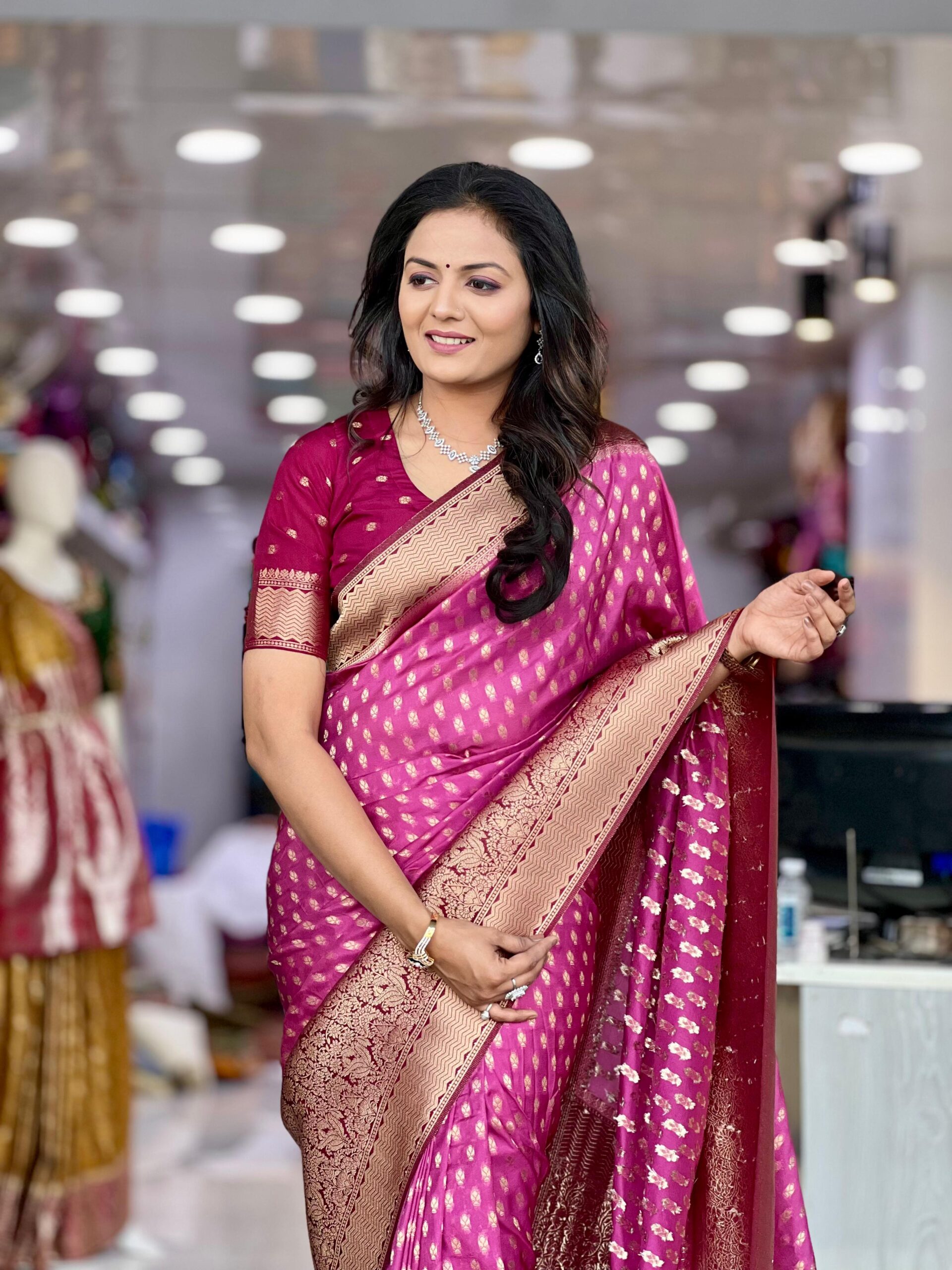 Designer Pure Soft Khadi Georgette Silk Saree with Contrast Weaving Blouse - Image 2