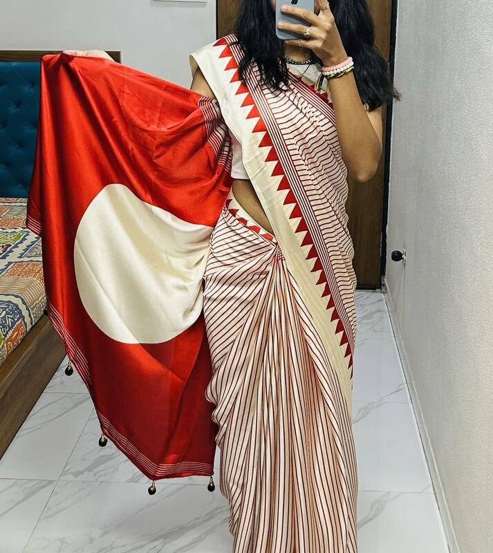 Pure Gajji Soft Silk Saree – Lagdi Patta Style - Image 3