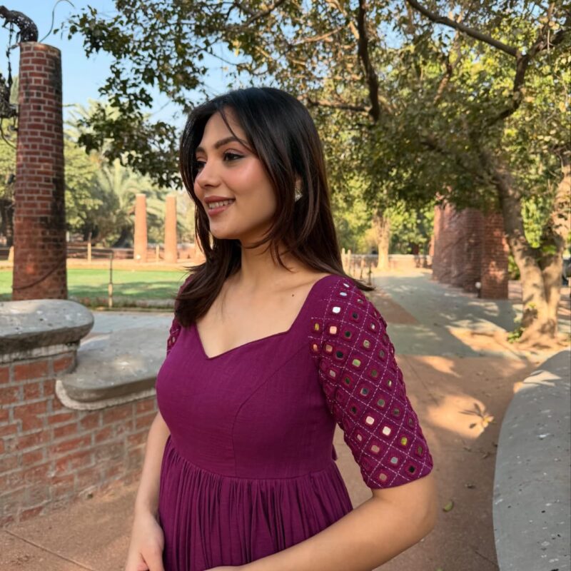 Special Cotton Anarkali Suit Set with Mirror Embroidery Work - Image 4