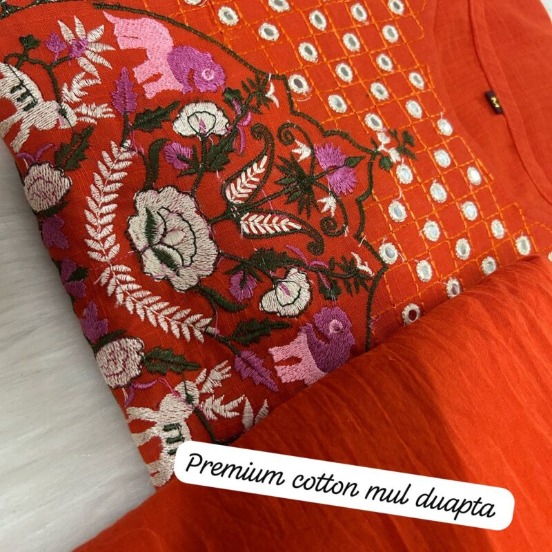 Chikankari Embroidery Kurta Set with Mul Dupatta - Image 3